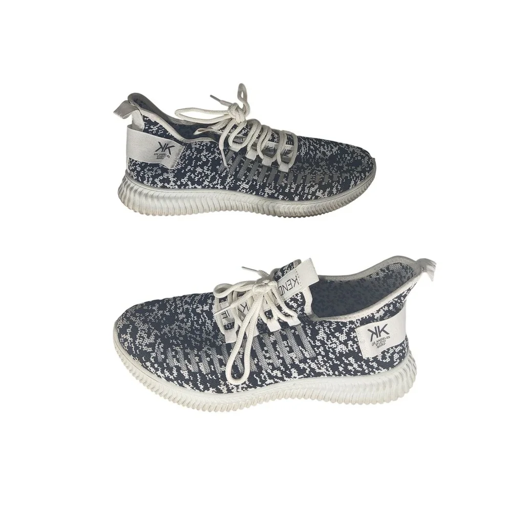 NK Knit Sneakers Men Women Black White Camo Slip On‎ Athletic Shoes Size 11